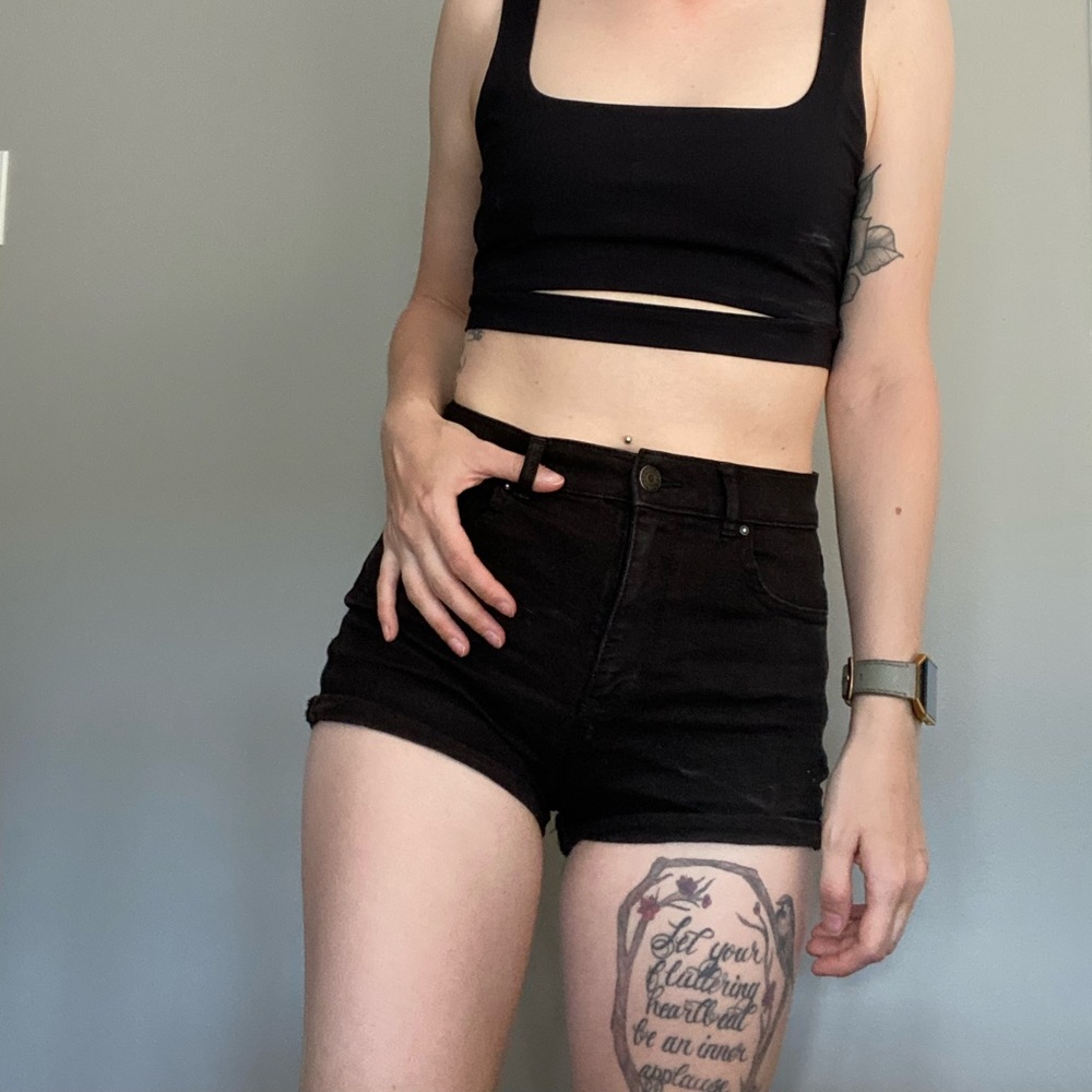 Black high waisted Garage shorts